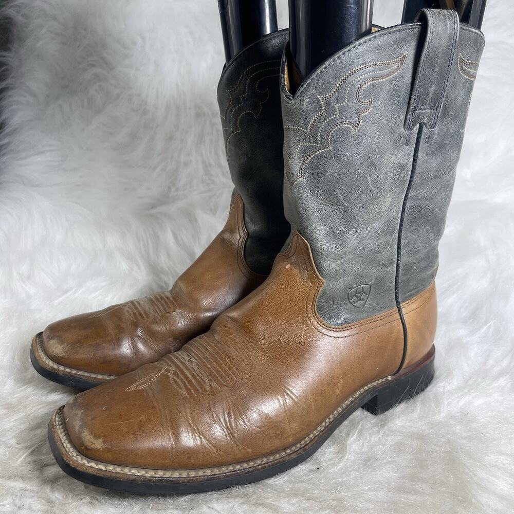 Ariat Amos Men’s Western Cowboy Boots Brown Gray Square Toe 10D Leather